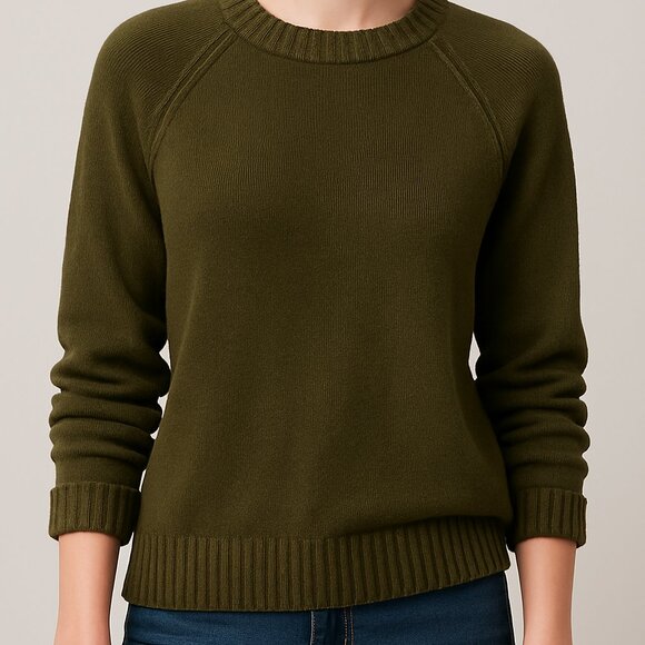 89th + Madison Olive Green Cotton Knit Sweater - Picture 1 of 5
